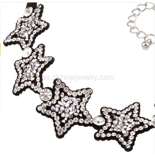 Joyería del collar de cristal estrella terciopelo gargantilla piedra Pentáculos